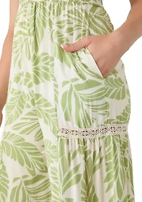 Women's V-Neck Smocked Bodice Embroidered Jumpsuit
