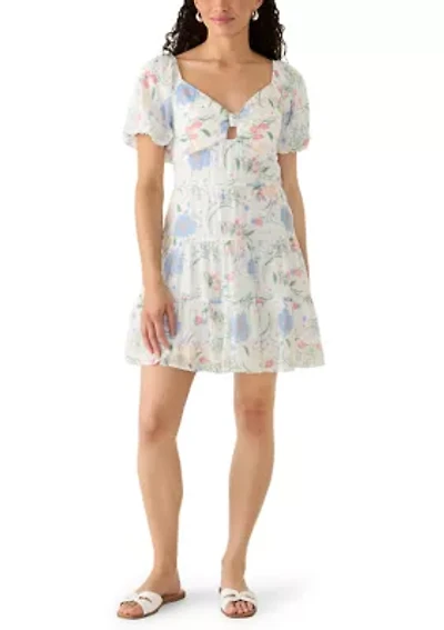 Women's Tiered Flare Sweetheart Neck Puff Sleeve Dress