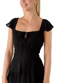Women's Flutter Sleeve Smocked Waist Mini Dress