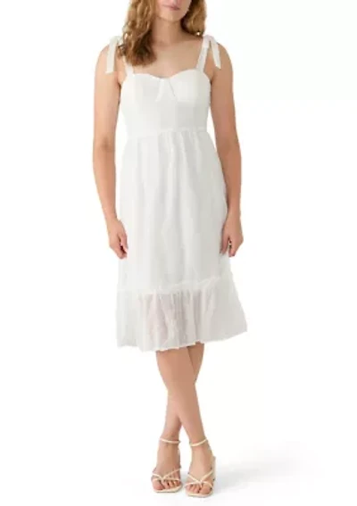 Women's Sleeveless Sweetheart Eyelet Midi Dress