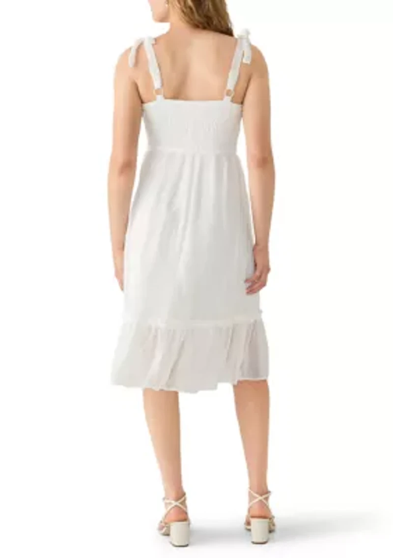 Women's Sleeveless Sweetheart Eyelet Midi Dress