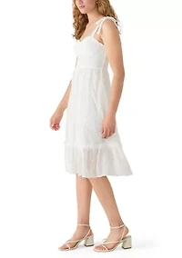 Women's Sleeveless Sweetheart Eyelet Midi Dress