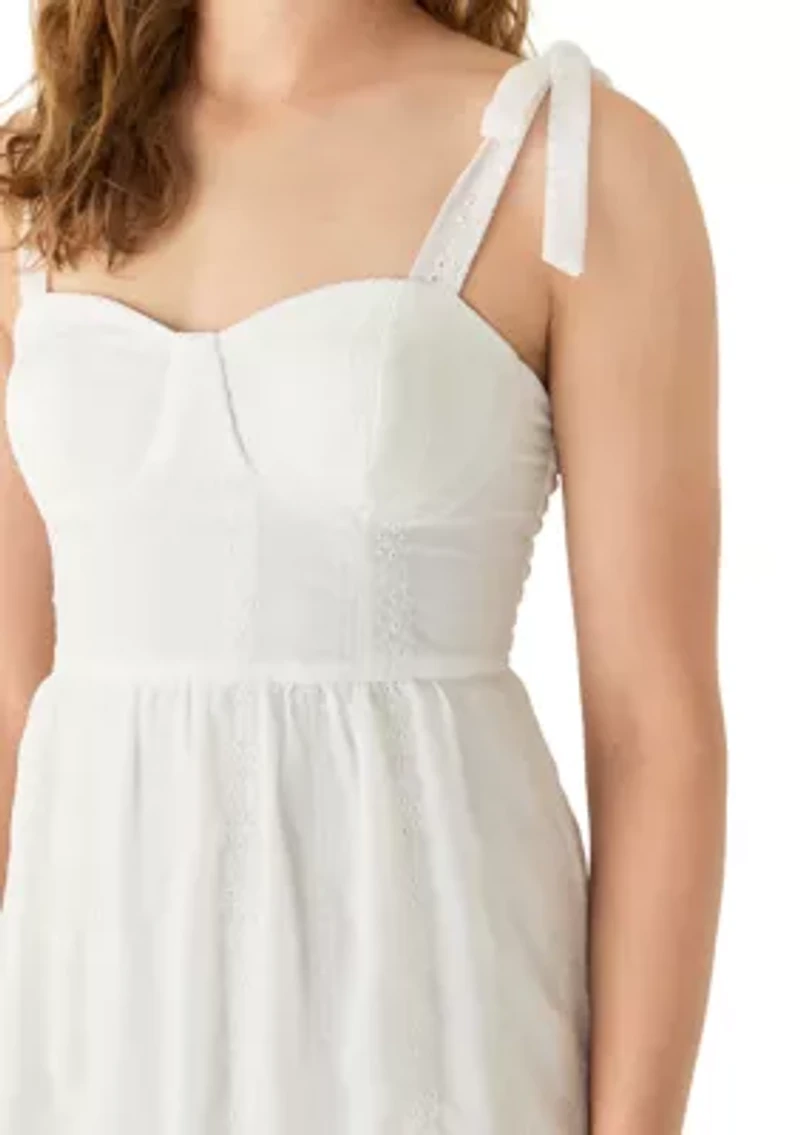 Women's Sleeveless Sweetheart Eyelet Midi Dress