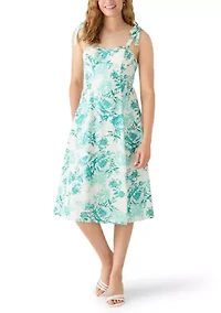 Women's Sleeveless Sweetheart Neck Flare Midi Dress