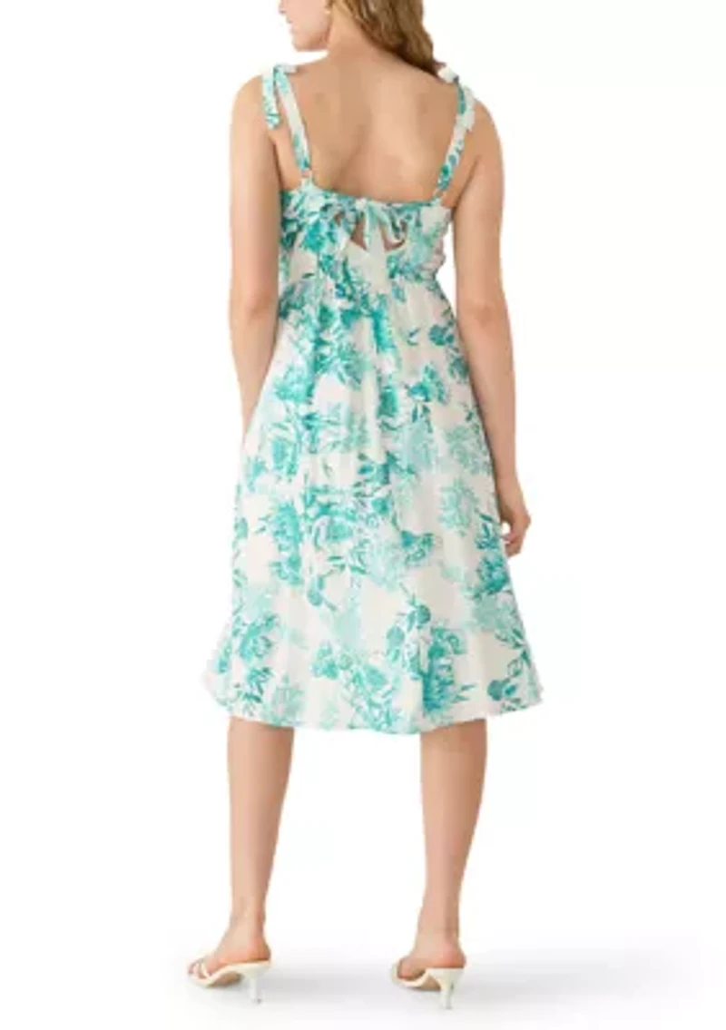 Women's Sleeveless Sweetheart Neck Flare Midi Dress