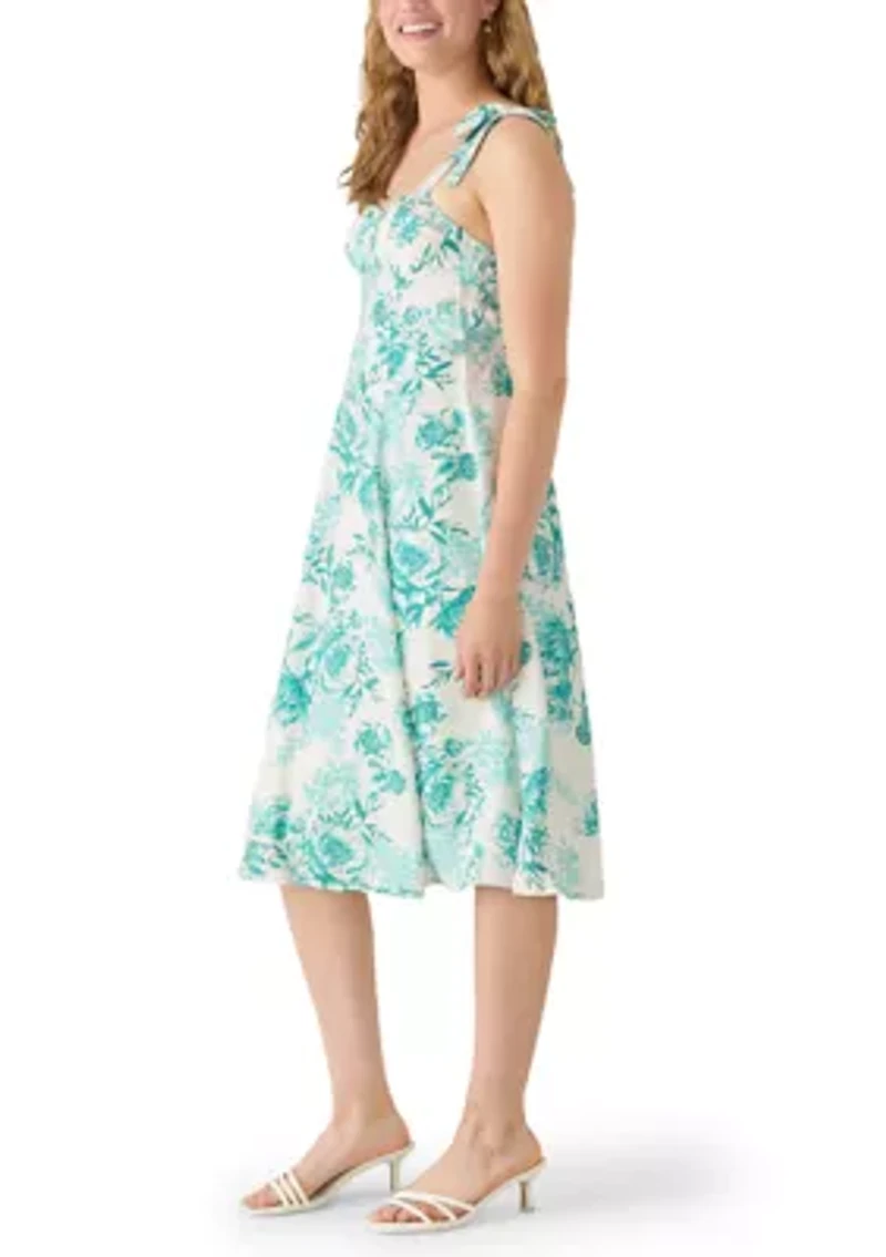 Women's Sleeveless Sweetheart Neck Flare Midi Dress