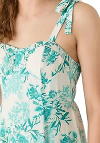Women's Sleeveless Sweetheart Neck Flare Midi Dress
