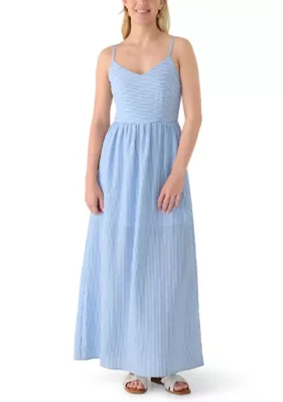 Women's Yarn Dye Striped Tie Strap Maxi Dress