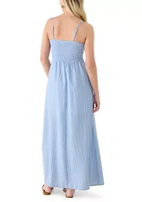 Women's Yarn Dye Striped Tie Strap Maxi Dress
