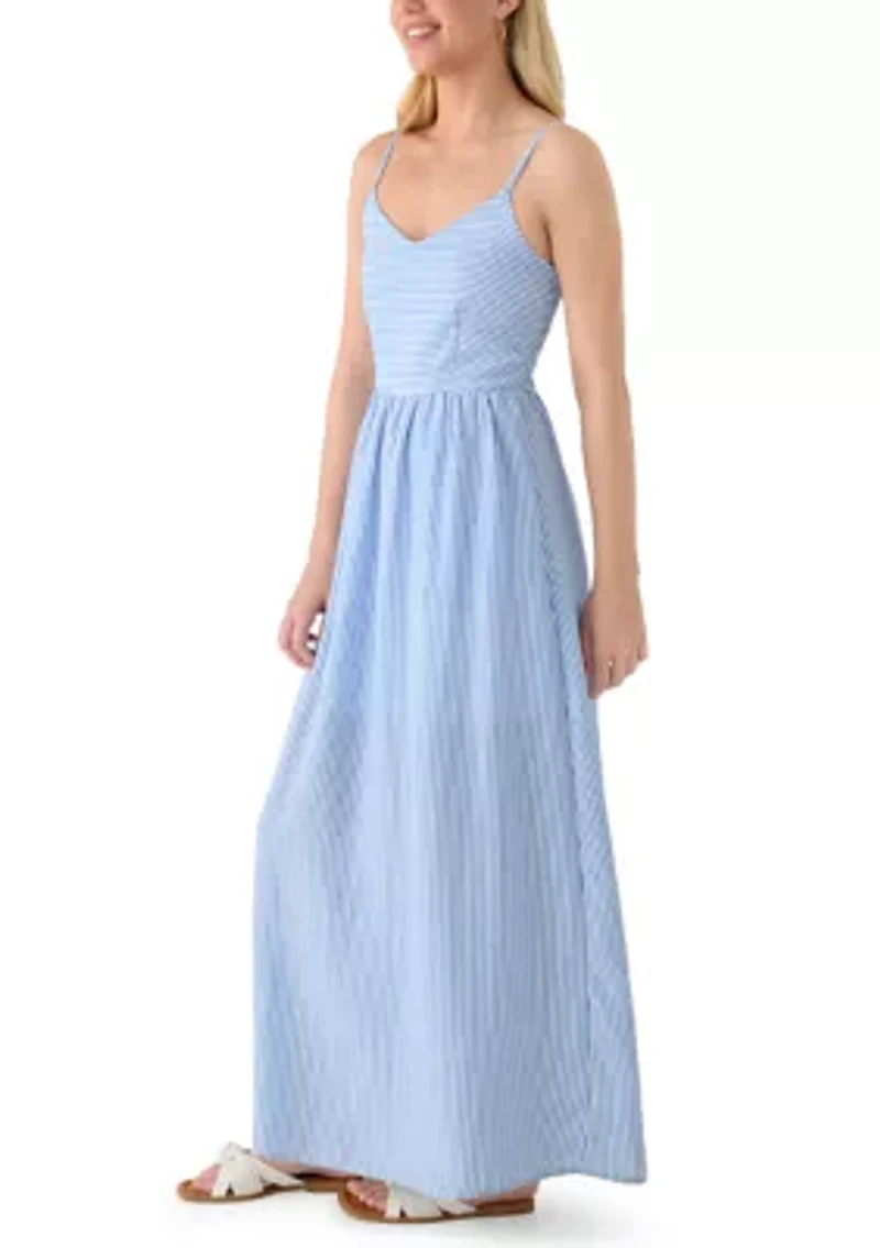 Women's Yarn Dye Striped Tie Strap Maxi Dress