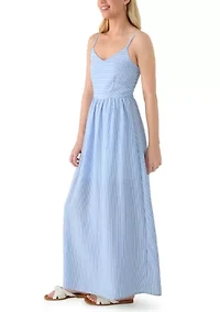 Women's Yarn Dye Striped Tie Strap Maxi Dress