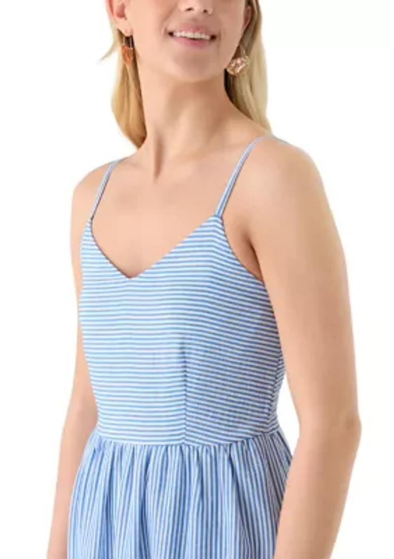 Women's Yarn Dye Striped Tie Strap Maxi Dress