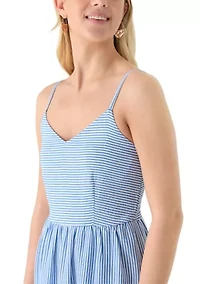 Women's Yarn Dye Striped Tie Strap Maxi Dress
