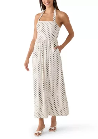 Polka Dot Halter Neck Midi Dress