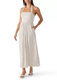 Polka Dot Halter Neck Midi Dress