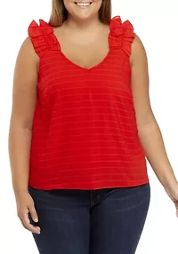 Plus Ruffle Shoulder Smocked Top