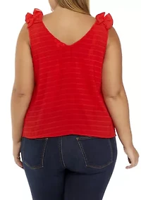 Plus Ruffle Shoulder Smocked Top