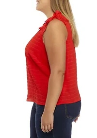Plus Ruffle Shoulder Smocked Top