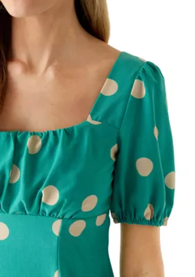 Women's Short Sleeve Square Neck Dress