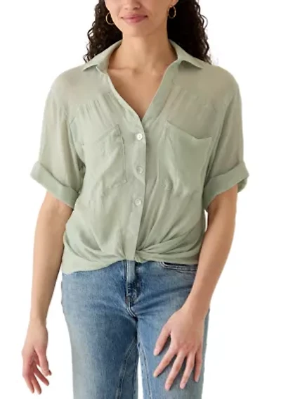 Women's Short Sleeve Hi Low Camp Shirt