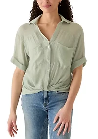 Women's Short Sleeve Hi Low Camp Shirt