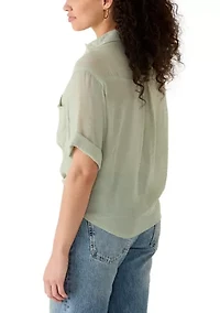 Women's Short Sleeve Hi Low Camp Shirt