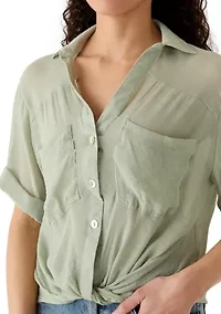 Women's Short Sleeve Hi Low Camp Shirt