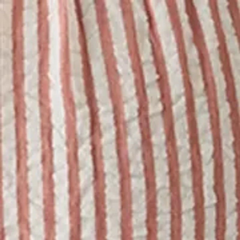 Women's Short Puff Sleeve Striped Smock Waist Blouse