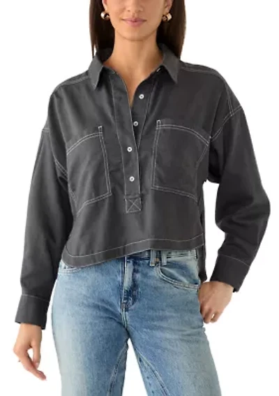 Women's Contrast Stitch Button Down Shirt