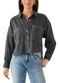 Women's Contrast Stitch Button Down Shirt