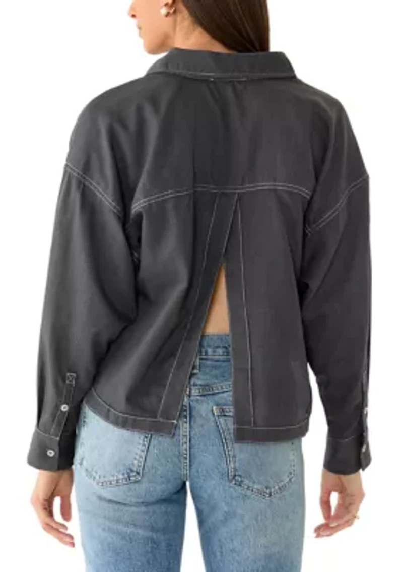 Women's Contrast Stitch Button Down Shirt