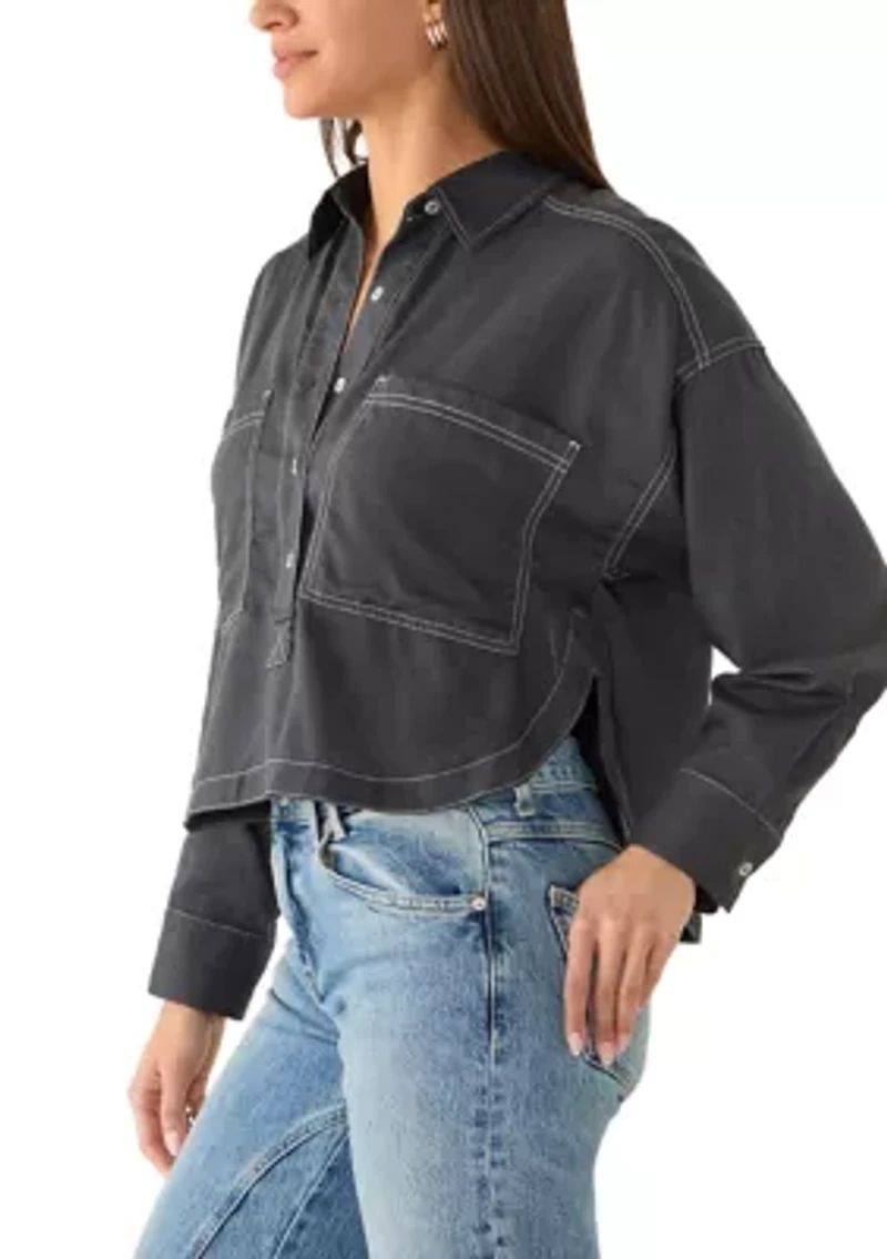 Women's Contrast Stitch Button Down Shirt
