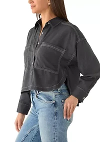 Women's Contrast Stitch Button Down Shirt