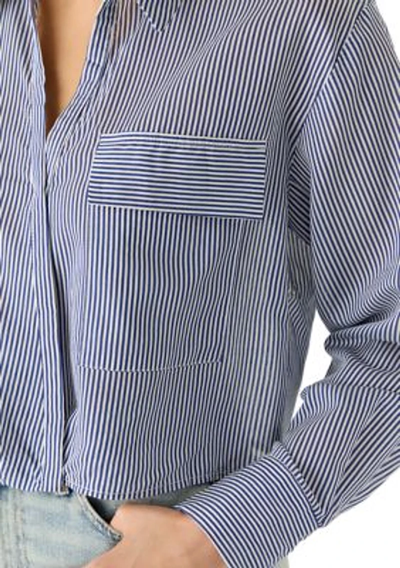 Women's Cropped Twist Button Down Shirt