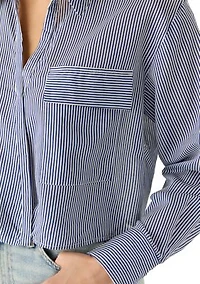 Women's Cropped Twist Button Down Shirt