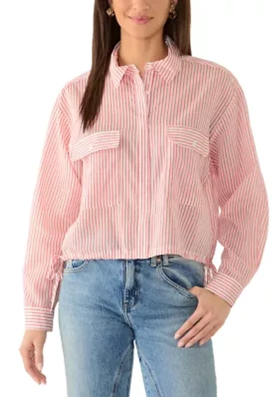 Women's Cropped Tie Side Button Down Shirt