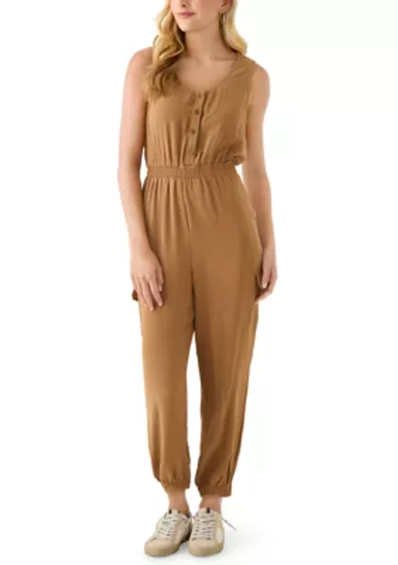 Women's Button Down Cargo Jumpsuit