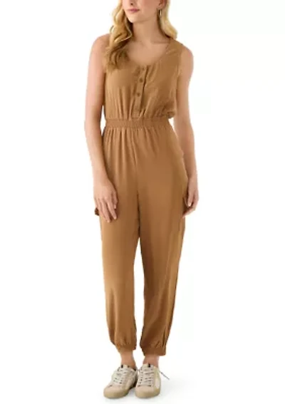 Women's Button Down Cargo Jumpsuit
