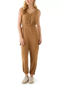Women's Button Down Cargo Jumpsuit
