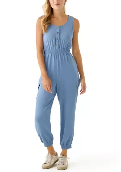 Women's Button Down Cargo Jumpsuit