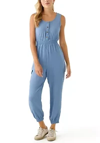 Women's Button Down Cargo Jumpsuit