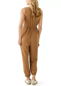 Women's Button Down Cargo Jumpsuit
