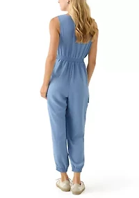 Women's Button Down Cargo Jumpsuit