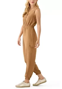 Women's Button Down Cargo Jumpsuit