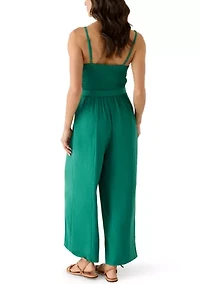 Women's Wide Leg Tie Front Jumpsuit