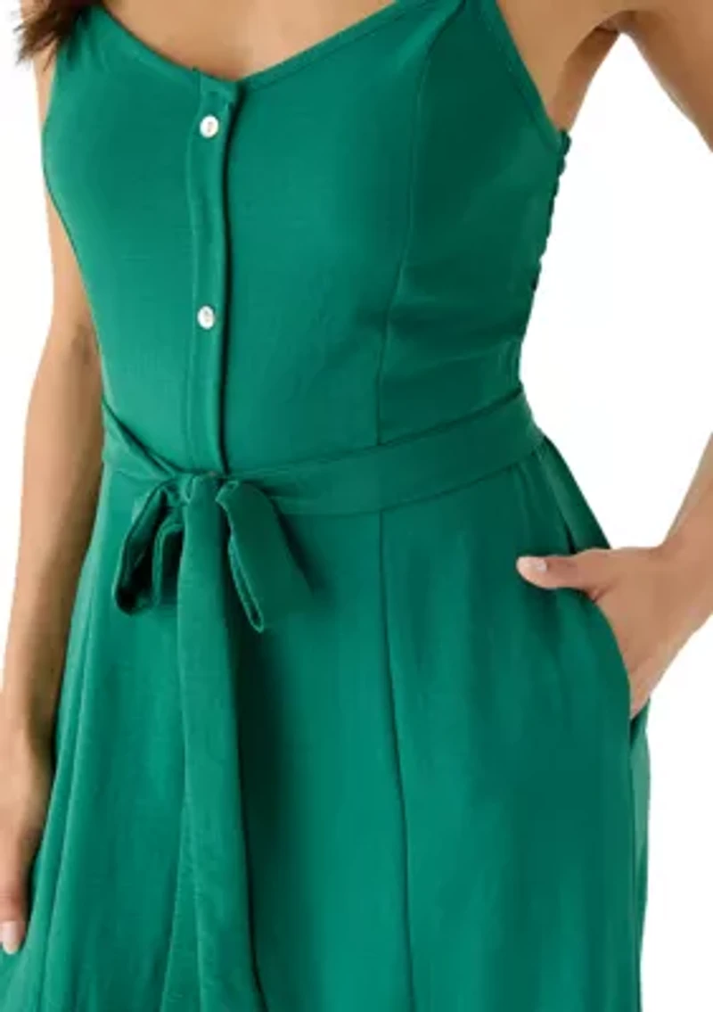 Women's Wide Leg Tie Front Jumpsuit