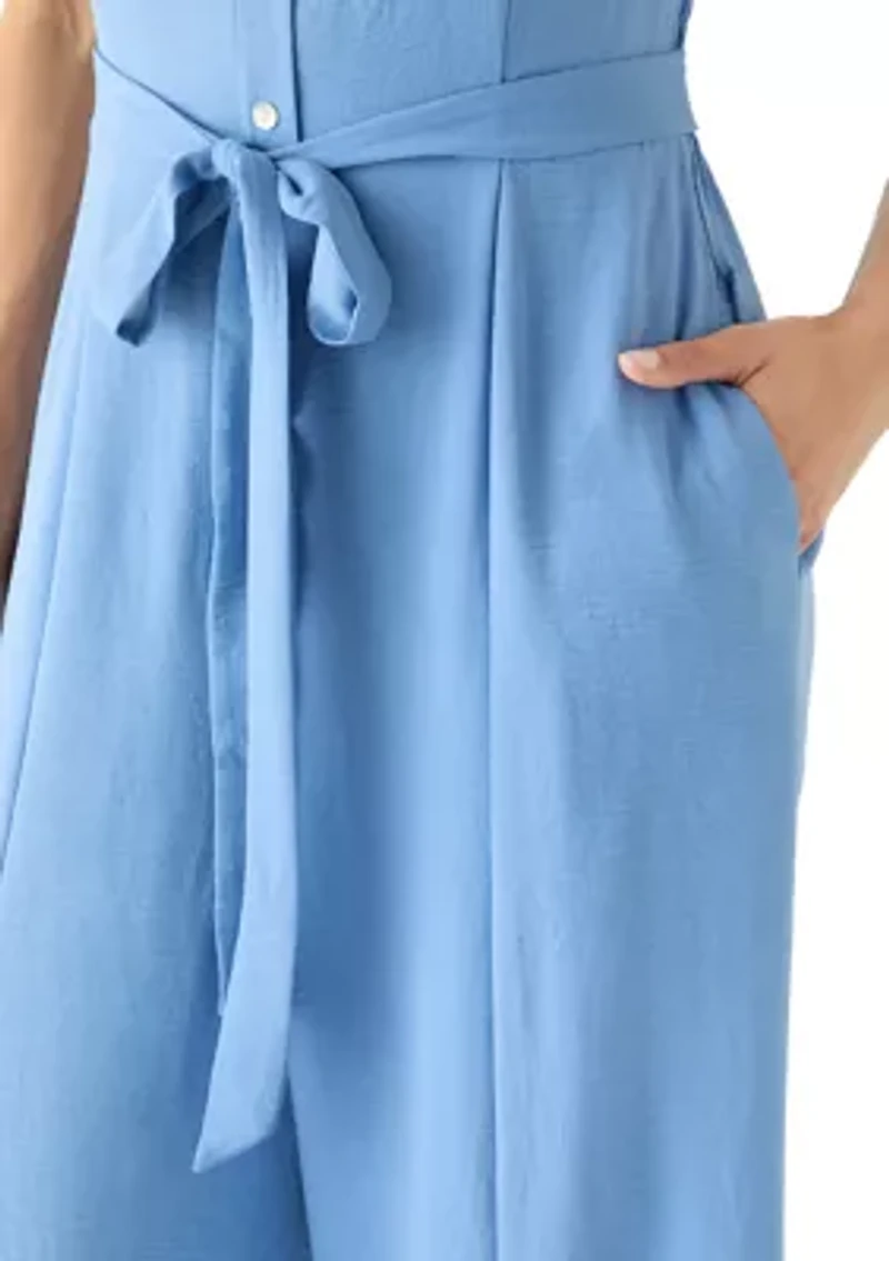 Women's Wide Leg Tie Front Jumpsuit