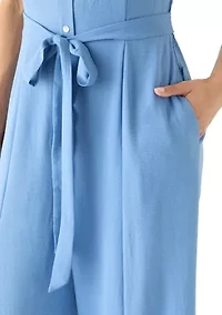 Women's Wide Leg Tie Front Jumpsuit