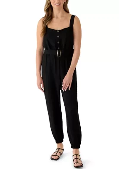 Women's Sleeveless Belted Jumpsuit