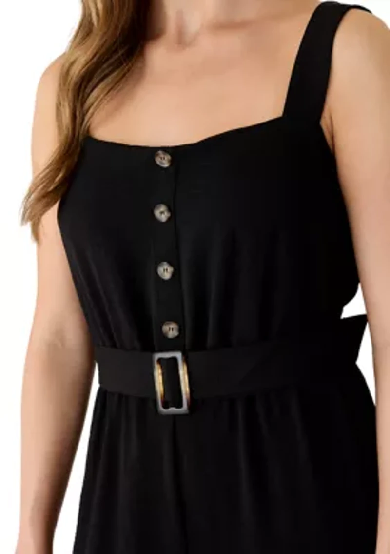 Women's Sleeveless Belted Jumpsuit